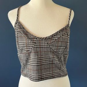 Be Divine -Cami, top, houndstooth, tiny strap knit, cropped tank, bralette style